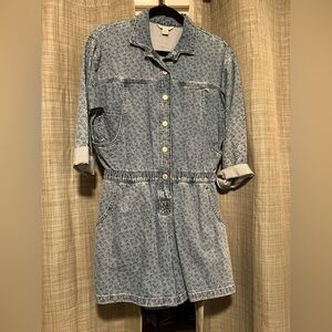 American Eagle Outfitters Blue Floral Denim romper